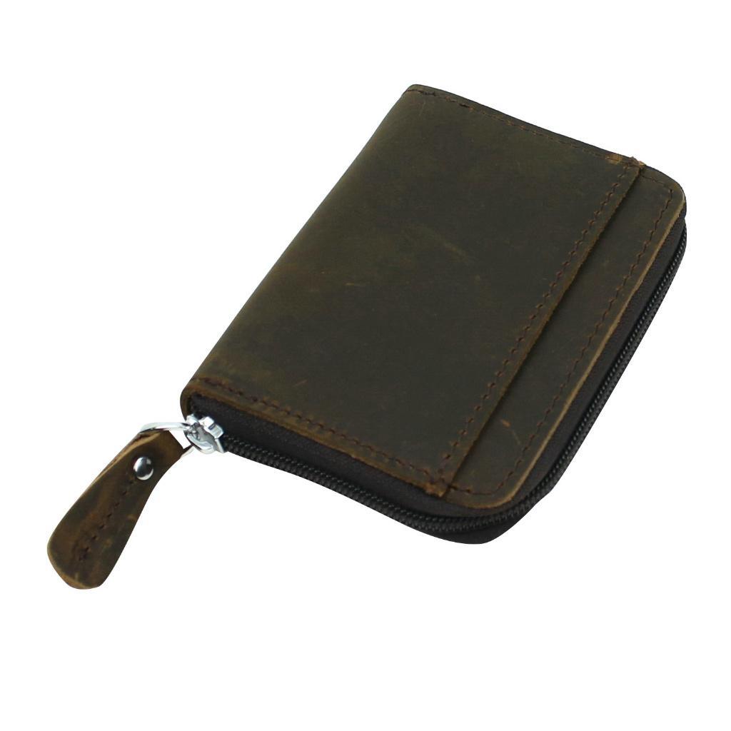 Cowhide Leather Zippered Wallet A977db